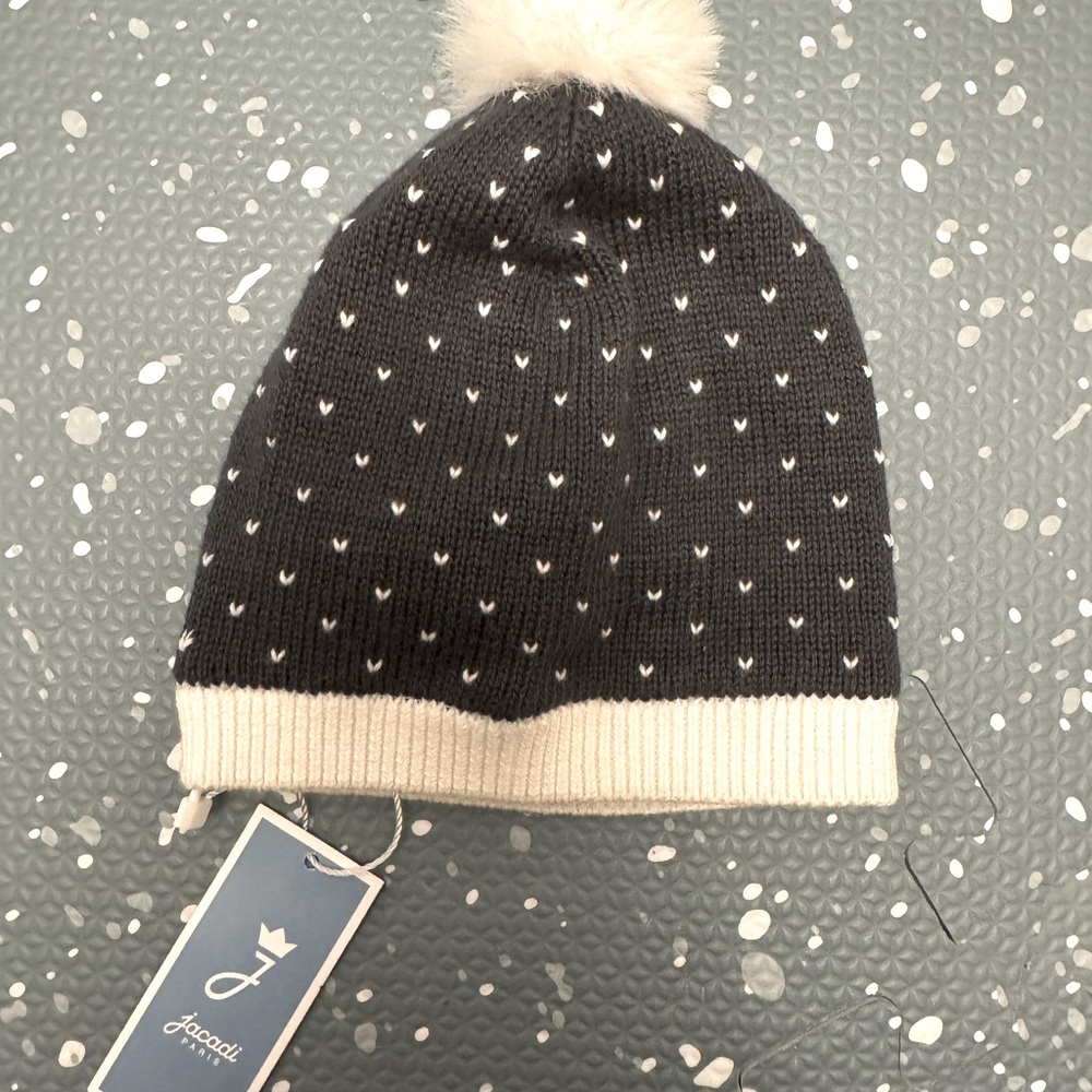 NWT JACADI heart hat - pom-pom